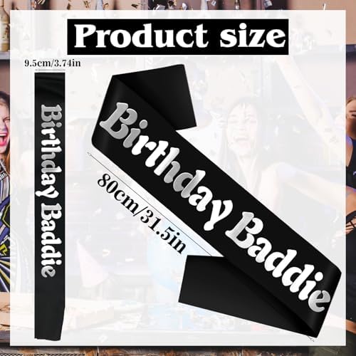 Birthday Baddie Sash with Silver Foil