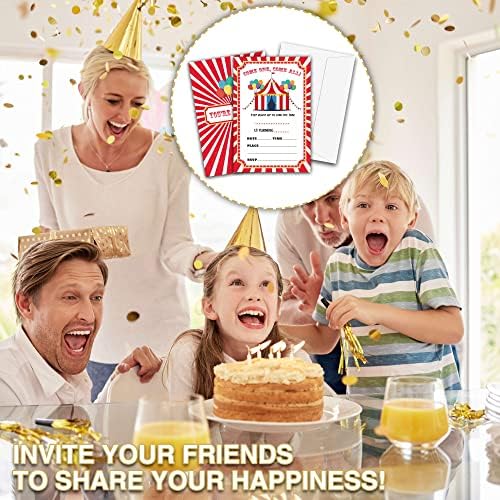 Carnival Birthday Invitations with Envelopes for Kids
