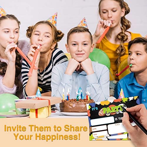 YSTEP Sports Birthday Party Invites 4x6 20-Pack with Envelopes