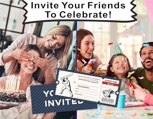 20 Baseball Birthday Invites With Envelopes