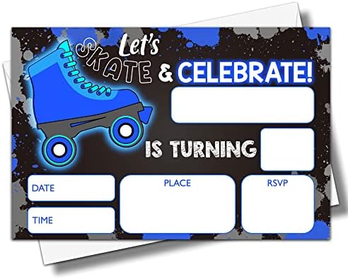 YSTEP Neon Roller Skating Birthday Invites
