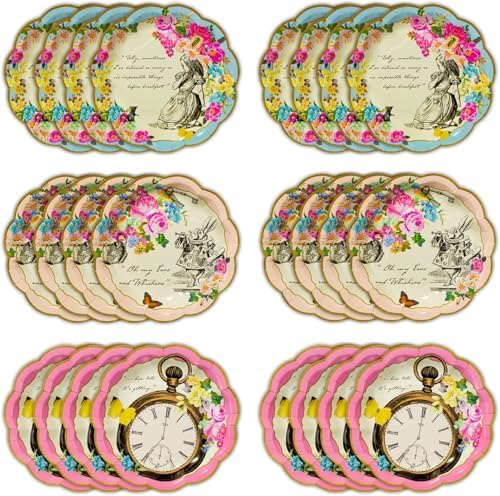 Talking Tables Pack of 24 Alice in Wonderland Themed Plates 7 Inch