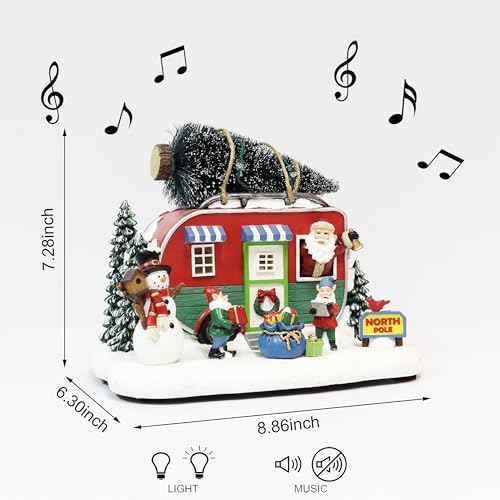 Moments in Time 73 Inch Santas Trailer LED Music Decor