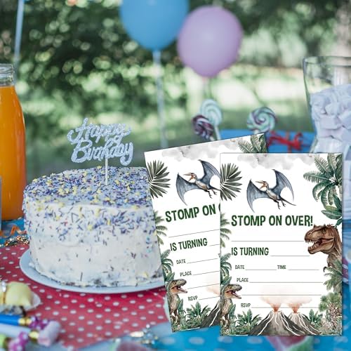 SIXEIGHT Dinosaur Birthday Invitations 20 Pack with Envelopes