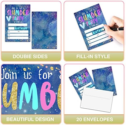 Slumber Birthday Invites with Envelopes - 20 Pack