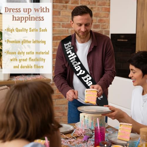 Birthday Baddie Sash with Silver Foil