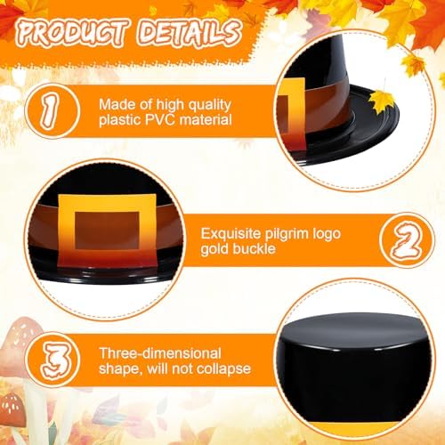 Liliful 4 Pcs Thanksgiving Pilgrim Hats Cosplay Costume Accessory for Adults