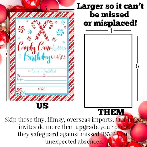 Christmas Invitations with Envelopes 20 Pack 5x7 Double Sided