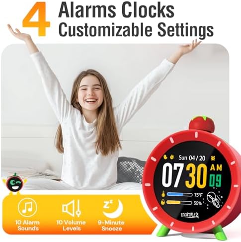MOMILLA 4 Alarm Clock with Colorful LCD Display