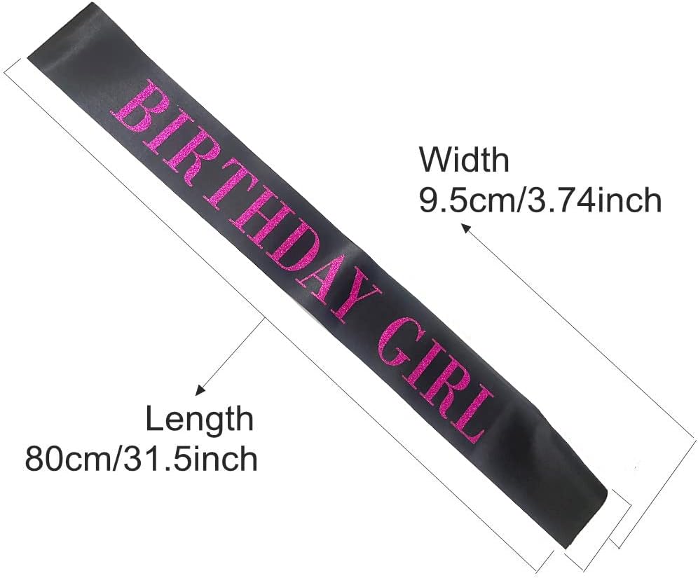 Birthday Sash for Women with Pink Glitter Letters