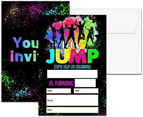Chuxvon Jump Birthday Invitations Double Sided Splatter Paint
