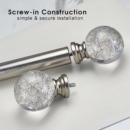 Decorative Curtain Rod Finials Set of 2 Silver Clear