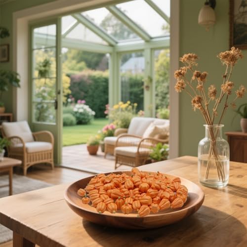 FESTGLOX 100Pcs Mini Resin Pumpkins for Fall Decor