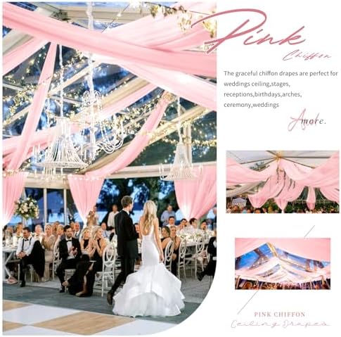 6 Panels Pink Ceiling Drapes for Wedding Decor