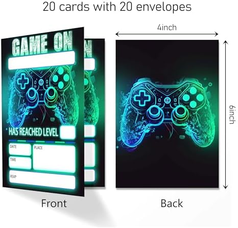 Gamer Birthday Invitations Set of 20