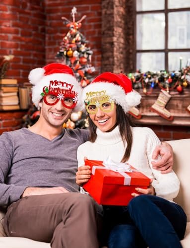 12Pcs Glitter Christmas Party Glasses Frames