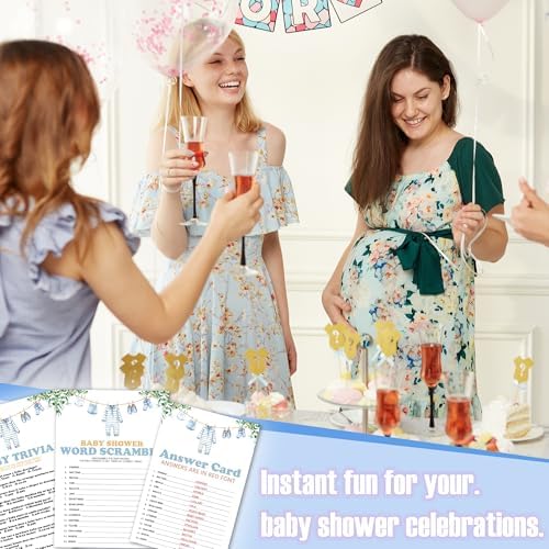 Word Scramble Baby Trivia Baby Shower Game Cards for Boys