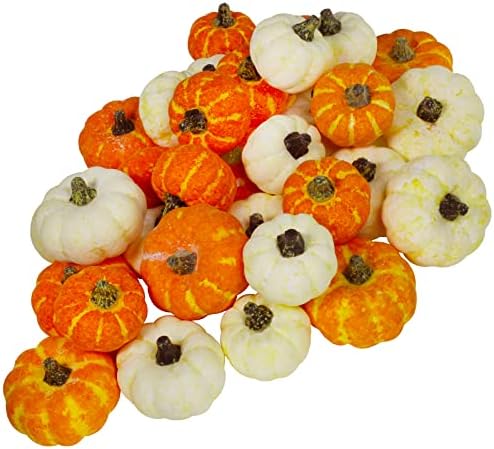 Winlyn 32 Pcs Assorted Artificial Mini Pumpkins