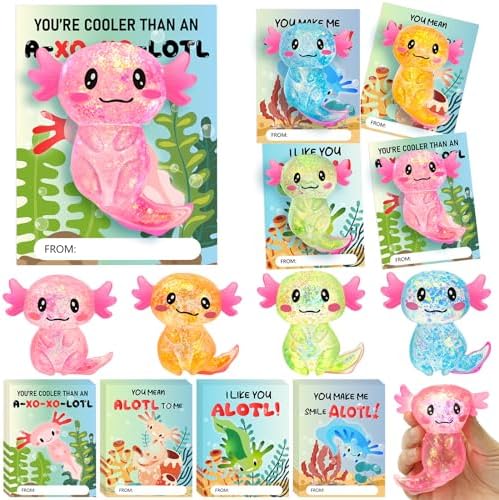 HyDren 12 Pcs Axolotl Fidget Toy with Cards 1