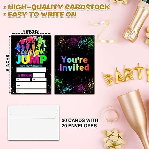 Chuxvon Jump Birthday Invitations Double Sided Splatter Paint