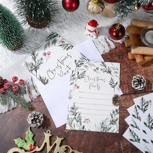 Whaline 25 Pack Christmas Invite Cards with Envelopes and Stickers