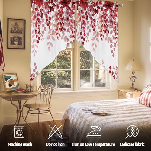 Savannan Red Leaves Rod Pocket Curtains 2 Panel