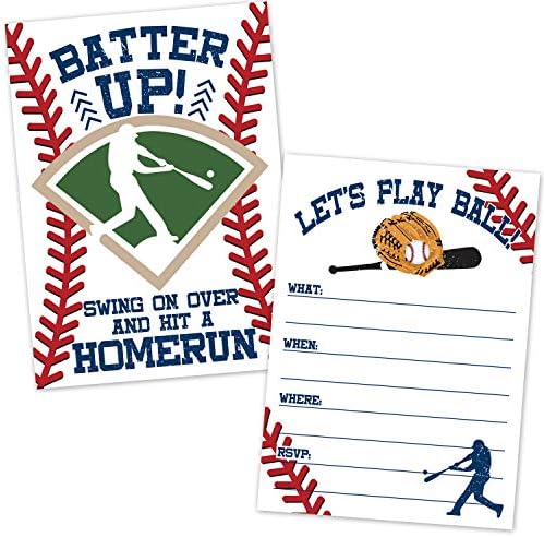Baseball Birthday Invites 20 Count with Envelopes