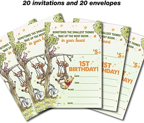 Dolimifa Classic Winnie the Pooh First Birthday Invites