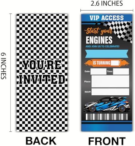 Race Car Birthday Invitations Set of 20 with Envelopes