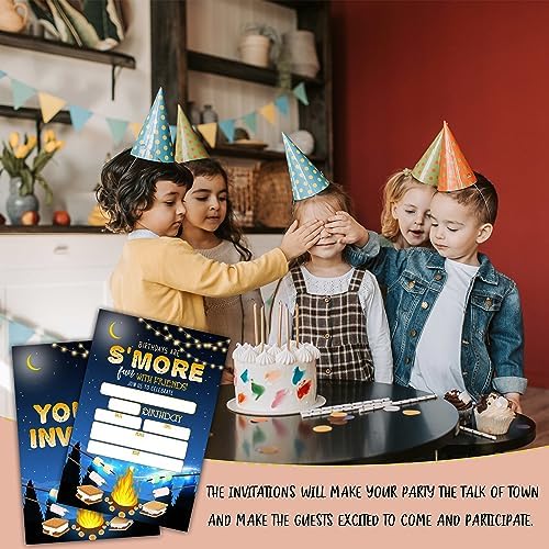 KFNER Camping Smores Birthday Invitations 20 Set