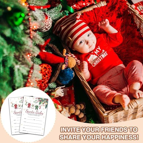 Christmas Baby Shower Invitations with Envelopes - Winter Wonderland 4x6 Card Set