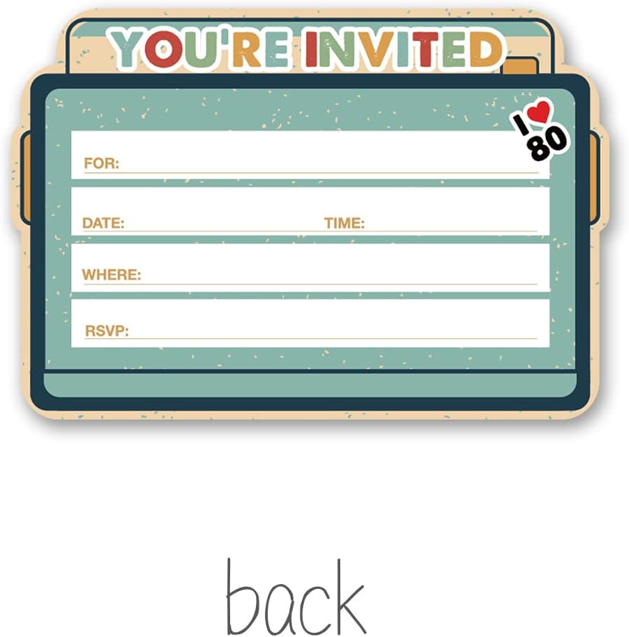 80s Birthday Party Invitations with Envelopes 20 Set