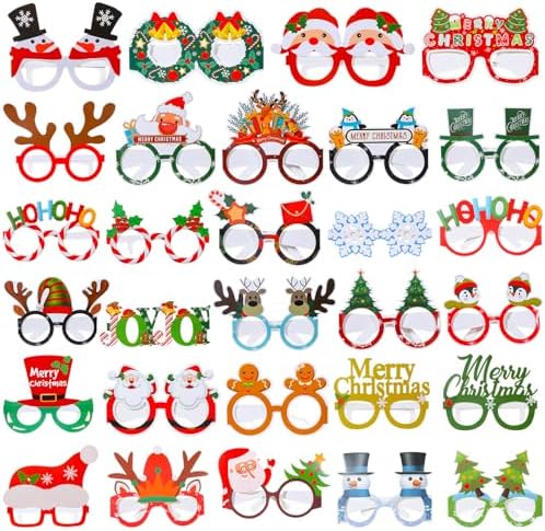 34 Pcs Christmas Glasses Frames Party Decorations