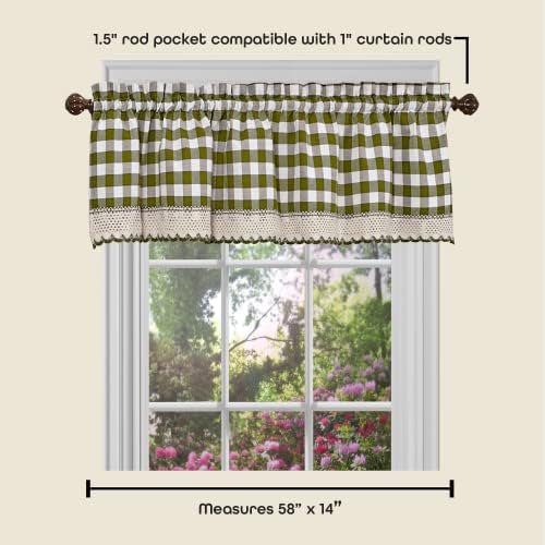 Buffalo Check Valance Window Curtains - 58 Inch x 14 Inch