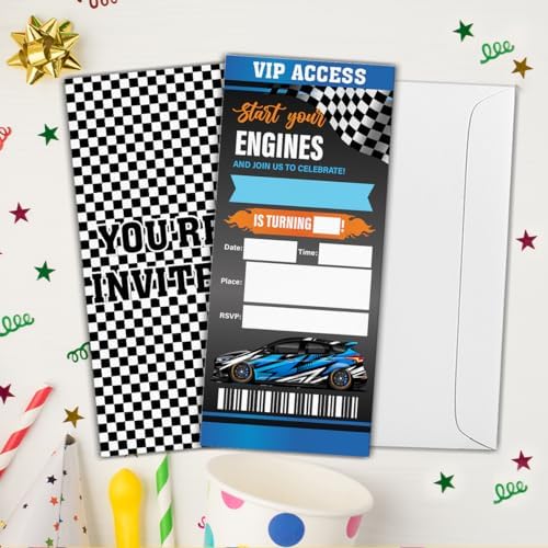 Race Car Birthday Invitations Set of 20 with Envelopes