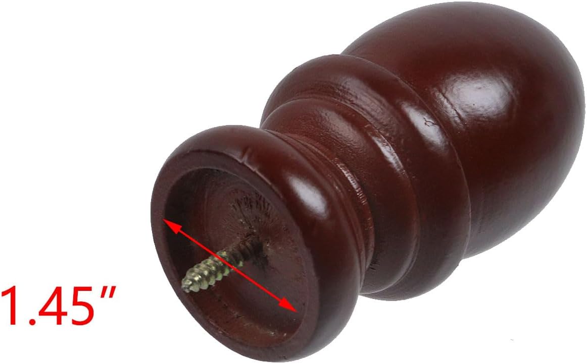 T Tulead Red Brown Finials for Curtain Rods Pack of 4