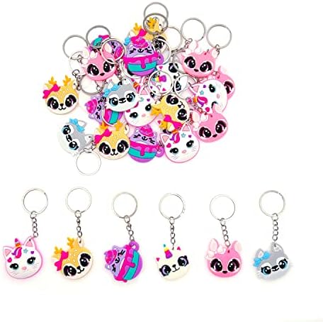 JZK 30 Pcs Cute Kitty Cat Keyring Set for Kids