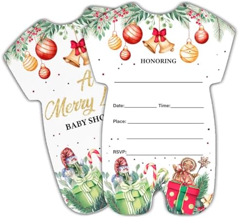 Christmas Baby Shower Invites with Envelopes 20 Pack