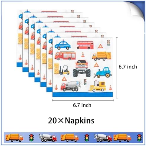 91 Pcs Transportation Party Decorations Plates Cups Napkins