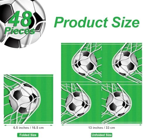 Aodaer 48 Piece Soccer Themed Paper Napkins