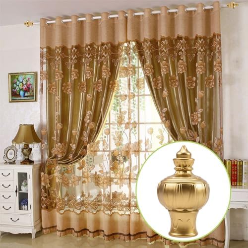 Curtain Finials 6Pcs Gold Plastic Decorative Window Rod Ends