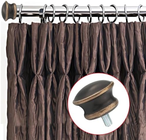6PCS Brown Mushroom Shape Curtain Rod Ends