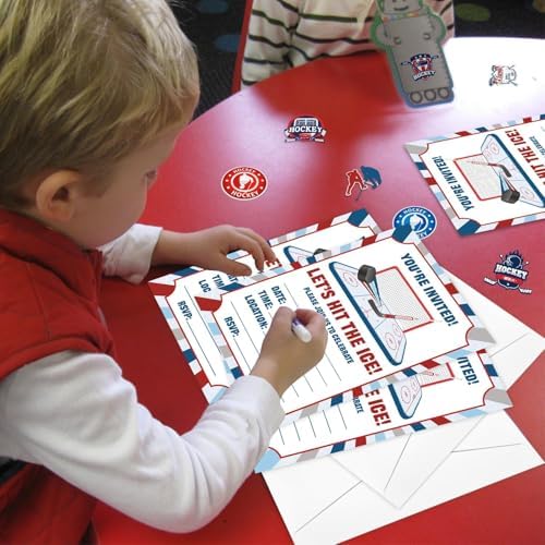 20Pcs Hockey Invitations with Envelopes Stickers