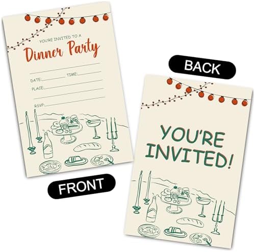 Dinner Party Invitations for Kids Double-Sided 30 Pack
