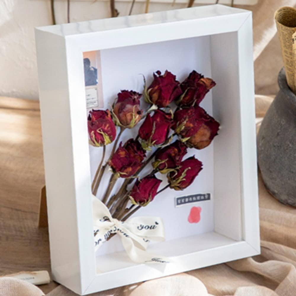 White 8x10 Wood Shadow Box Frame with Glass Door