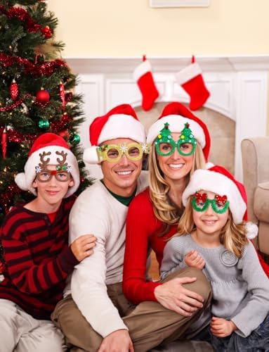 12Pcs Glitter Christmas Party Glasses Frames