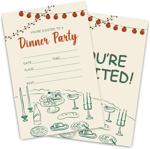 Dinner Party Invitations for Kids Double-Sided 30 Pack