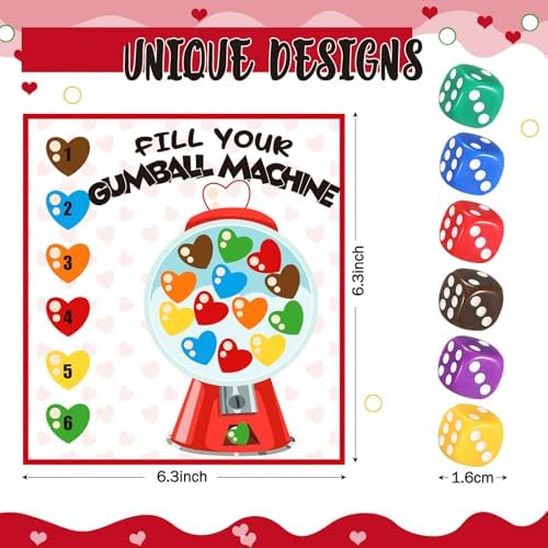 Wettarn Valentines Day Game Set with 30 Cards and Dice