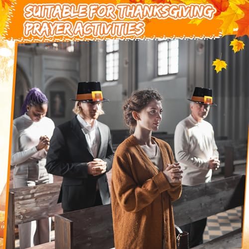 Liliful 4 Pcs Thanksgiving Pilgrim Hats Cosplay Costume Accessory for Adults