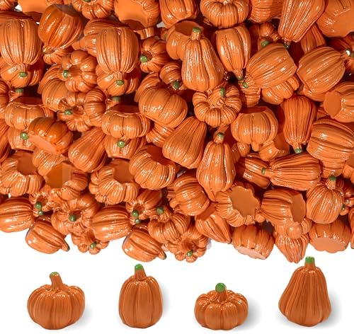 FESTGLOX 100Pcs Mini Resin Pumpkins for Fall Decor